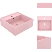 vidaXL Lavabo con troppopieno quadrato rosa opaco 41x41 cm - Lavabo da bagno