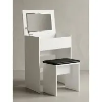KADIMA DESIGN Comodino moderno con ripiano pieghevole e specchio, sgabello incluso, rivestimento in resina melaminica. 60x40x81 cm |