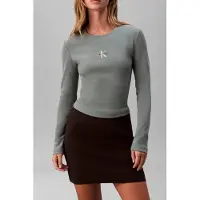 Calvin Klein Ls Monologo Baby Tee Autumn Green Taglia: XS | Maglie a manica lunga Outlet | Donna | Verde