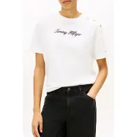 Tommy Hilfiger Gold-tone Button Logo Embroidery Relaxed T-shirt Ecru Taglia: S | Maglie Sportivi Outlet | Donna | Marrone