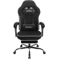 Woltu Sedia da gaming con cuscini a molle insacchettate, sedia girevole ergonomica, tessuto a rete, nera