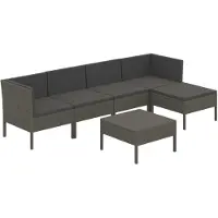 Syfax Set Divani da Giardino 6 pz con Cuscini in Polyrattan Grigio