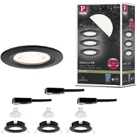 Paulmann Lampada a incasso NOVA, nera, Ø 8 cm, fissa, 2.700 K, confezione da 3
