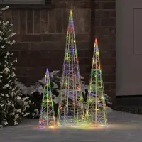 Prolenta Maison Exclusive - Albero di Natale, confezione da 3 pezzi. Multicolore, dimensioni 20 x 20 x 80 cm. Materiale: acrilico. 90 luci LED