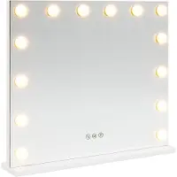 Syfax Specchio LED da Vanità Bianco 50 x 10 x 44 cm Vetro e acciaio