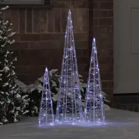 Prolenta Maison Exclusive - Albero di Natale, confezione da 3 pezzi. Colore: bianco freddo. Dimensioni: 20 x 20 x 80 cm. Materiale: acrilico. Numero di luci LED: 90