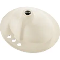 SucceBuy lavabo da semi-incasso 485 x 425 mm lavabo ovale con troppopieno e 3 fori per rubinetto, moderno lavabo da incasso per cucine e bagni compatti in bianco