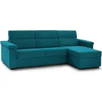 Dmora Esca - Divano Letto con Penisola, 285x160 cm Azzurro, Sfoderabile Italy