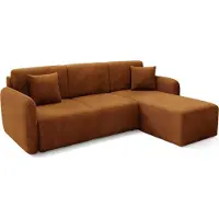 Dmora Ranco - Divano Letto con Penisola, 245x185 cm Arancione, Contenitore
