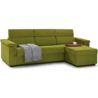 Dmora Ganzaria - Divano Letto con Penisola, 285x160 cm Verde, Sfoderabile Italy