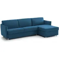 Dmora Scordia - Divano Letto con Penisola, 260x160 cm blu, Sfoderabile Italy
