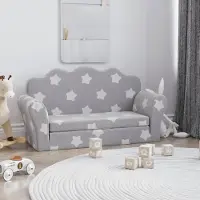 Prolenta Maison Exclusive - Divano letto per bambini, 2 posti, grigio chiaro con stelle, in morbido peluche