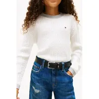 Tommy Hilfiger Girls Mini Cable Sweater Ivory Silk Taglia: 8 | Maglioni Outlet | Unisex | Bianco