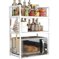 ITImport TAVOLO CUCINA sotto il microonde ORGANIZZATORE ARMADIO BIANCO Ripiano a 3 livelli 48cm