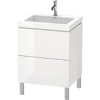 Duravit L-Cube c-bonded Ensemble vertical, 2 tiroirs, sans trop-plein, 1 trou pour robinet, 600x698x480mm, LC6936O8585, LC6936O8585