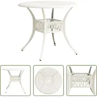 The Living Store Tavolo da giardino bianco 90x90x74 cm in fusione di alluminio