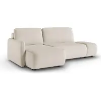 Dmora Rezzo - Divano Letto con Penisola, 229x148 cm Bianco Crema, Contenitore