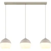 Globo Lampada a sospensione Ragusa, lunghezza 90 cm, sabbia/cromo, metallo, a 3 luci.