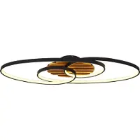 Globo Plafoniera LED Tisha I, nero opaco/legno, lunghezza 85 cm