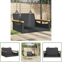 The Living Store Sedia sospesa nera 63x62x40 cm Poly Rattan