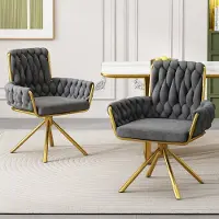 OKWISH poltrona girevole (set di 2)poltrona girevole a 360° con schienale, poltrona ergonomica reclinabile poltrona TV poltrona imbottita con gambe in metallo, grigio