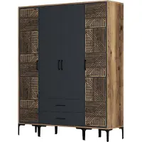 Skye Decor , Kumsal PTP - Noce, Antracite, Armadio, Noce, 100% PANNELLI DI PARTICELLE RIVESTITI IN MELAMMINA, 160 x 201,4 x 47,5 cm