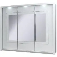 Meublorama Armadio PANAREA 3 porte scorrevoli con specchi LED 208x213x67 bianco lucido