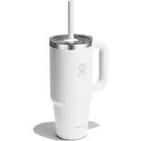 Hydroflask Travel Tumbler Clear Lid Bicchiere isolante (710 ml, bianco/grigio)