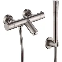 Webo+ WEBO Oliver opbouw miscelatore per vasca con doccetta, acciaio inox (RVS), design a cascata, 2 pulsanti