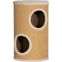 Youjia Torre per gatti con ampio spazio, rivestimento in peluche, superficie in sisal, Φ35 x 60 cm (altezza), marrone-beige, 10 kg