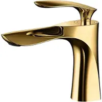 Youjia Rubinetto da bagno Miscelatore a cascata per lavabo Miscelatore monocomando Rubinetto per WC da bagno, oro