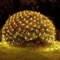 Lapamax Rete luminosa LED 2X2M, 144 LED, per uso interno ed esterno, tenda luminosa, decorazione natalizia, 8 modalità, catena luminosa per siepi, giardino, balcone, illuminazione natalizia, luce calda