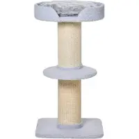 Youjia Graffiatoio, portata 30kg, albero da gioco con graffiatoio, piattaforma, sisal, azzurro, 45x45x91cm