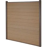 Mendler Schermo privacy in WPC Sarthe, recinzione frangivento, montanti in alluminio ~ elemento di base, 1,90 m di teak