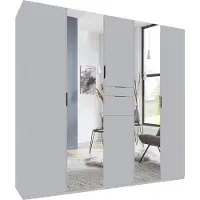 Wimex Armadio a porte battenti Moldau con specchio, finitura a scelta: grigio chiaro