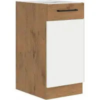 Big Buy Cooking ROCK - Colonna - rovere Lancelot e melaminico bianco lucido - 40 cm - 1 anta a battente