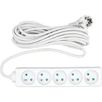 VOREL Cavo di prolunga bianco a 5 prese 5,0M con terra 72510