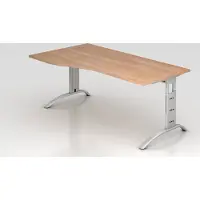 Hjh OFFICE PRO FS18 höhenverstellbarer Schreibtisch buche Trapezform