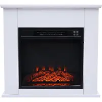 Purline Caminetto elettrico a libera installazione 2kW in acciaio verniciato bianco con telecomando