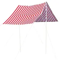 Pro Beach Tenda parasole da spiaggia - 165x297x170 cm - Protezione solare - Poliestere - Tenda da mare bianco-rossa