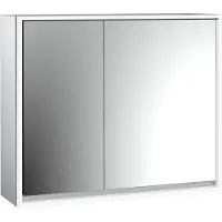 Emco loft armoire de toilette lumineuse, 800mm, 2 portes, modèle apparent, aluminium/blanc, 979806108, 979806108