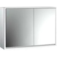 Emco loft Armoire de toilette avec éclairage, 1000mm, 2 portes, modèle apparent, aluminium/blanc, 979806116, 979806116