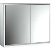 Emco loft armoire de toilette lumineuse, 800mm, 2 portes, modèle apparent, aluminium/blanc, 979806110, 979806110
