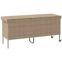vidaXL Cassapanca da giardino con rotelle Beige 160x55x75 cm Poly rattan