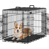 Songmics Gabbia per cani pieghevole a 2 porte Ciotola in plastica nera