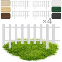Pemicont Floranica Set da 4 Staccionata per Giardino 20 cm x 100 cm Bianco Recinzione decorativa Steccato in Legno di Pino impregnato