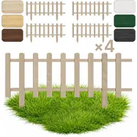 Pemicont Floranica Set da 4 Staccionata per Giardino 40 cm x 100 cm Non trattato Recinzione decorativa Steccato in Legno di Pino impregnato