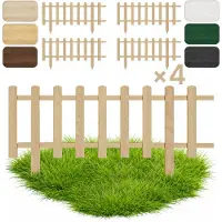 Pemicont Floranica Set da 4 Staccionata per Giardino 40 cm x 100 cm Natur Recinzione decorativa Steccato in Legno di Pino impregnato