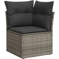 vidaXL Set di divani da giardino 7 pezzi con cuscini in polirattan grigio
