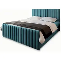Masseno letto a molle ARION 180x200 cm completo di materasso e topper Bonell, letto imbottito con cassettiera - blu, KRONOS 13
